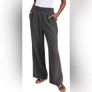 Faherty Dream Cotton Gauze Wide Leg Pants Gray Size Large